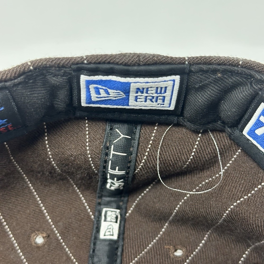 Los Angeles Dodgers Hat New Era 59FIFTY Fitted Size 7 1/2 Brown Pinstripe - Picture 7 of 8
